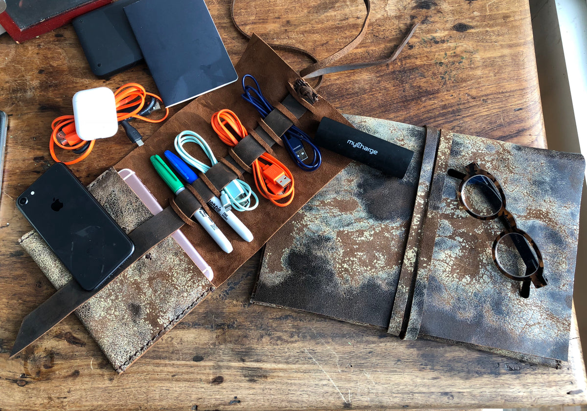 Cord Case / Leather Travel Cord Holder / Travel Cable Organizer / Cord