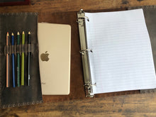 Ring binder, 8.5 x 11 3 ring notebook, Pocket binder, Leather pocket notebook, Custom made