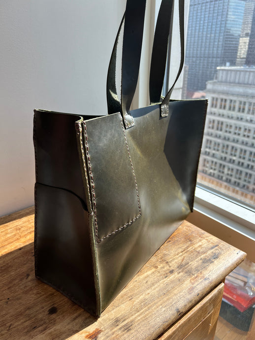 Structured Tote in Hunter Green
