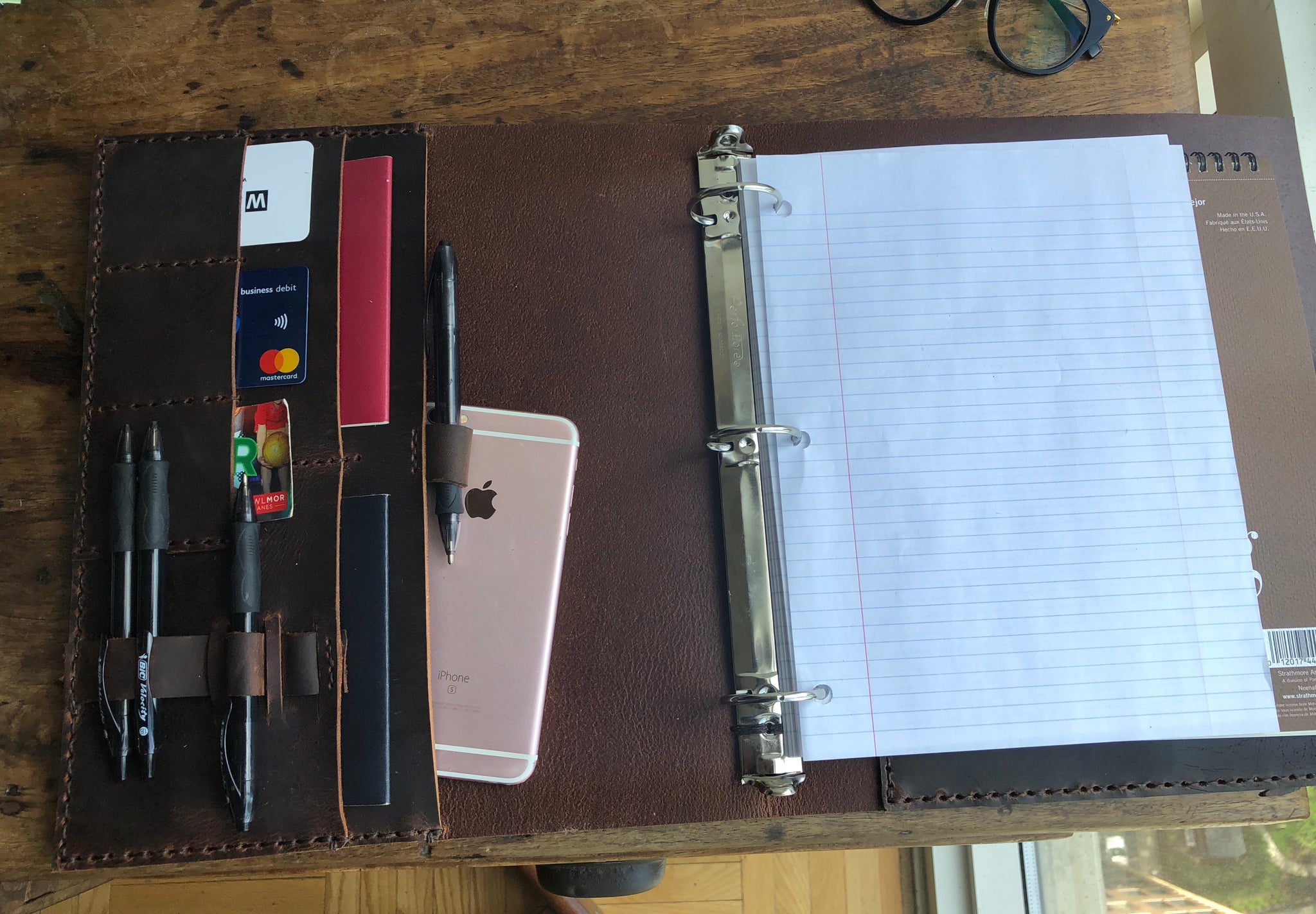 3 ring binder organizer, Office work pocket notebook, Leather 3 ring p –  Luscious Leather NYC