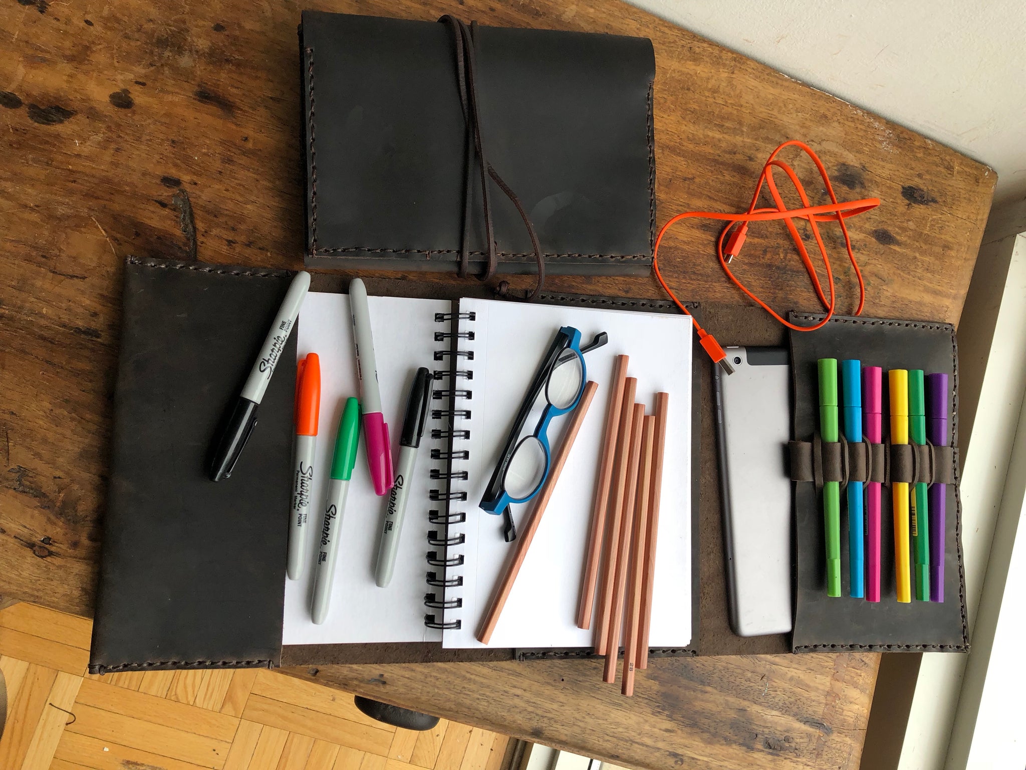 Leather Sketchbook / Refillable Notebook / Drawing Journal / Made in N –  Luscious Leather NYC