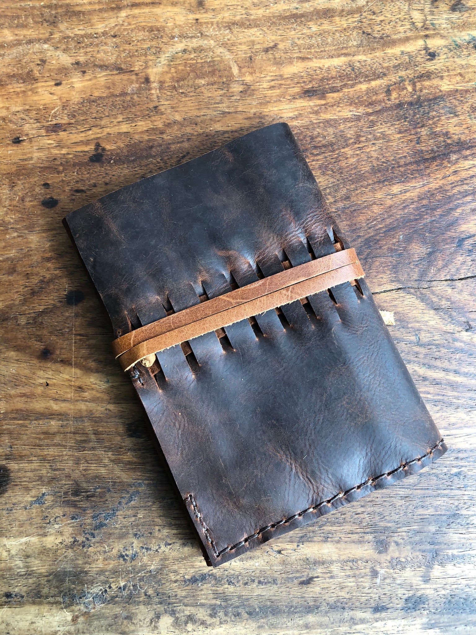 NY sketchbook, Refillable sketchpad cover, Hand-stitched leather