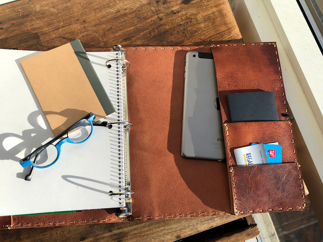 Pocket Binder / Leather Notebook Binder / 3 Ring Notebook Portfolio / Made in NYC