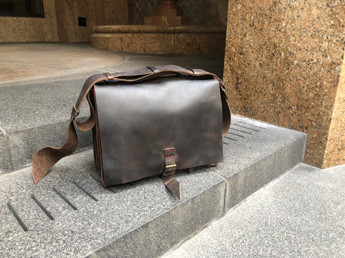 Large Briefcase / Triple Gusset Bag / Handmade Leather Briefcase Made in NY