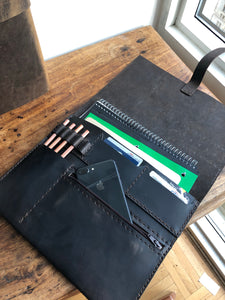 Leather Laptop Sleeve / Document Holder / iPad Case Organizer