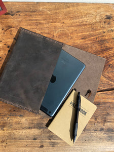 iPad mini case, Expresso leather tablet sleeve, Travel mini iPad clutch