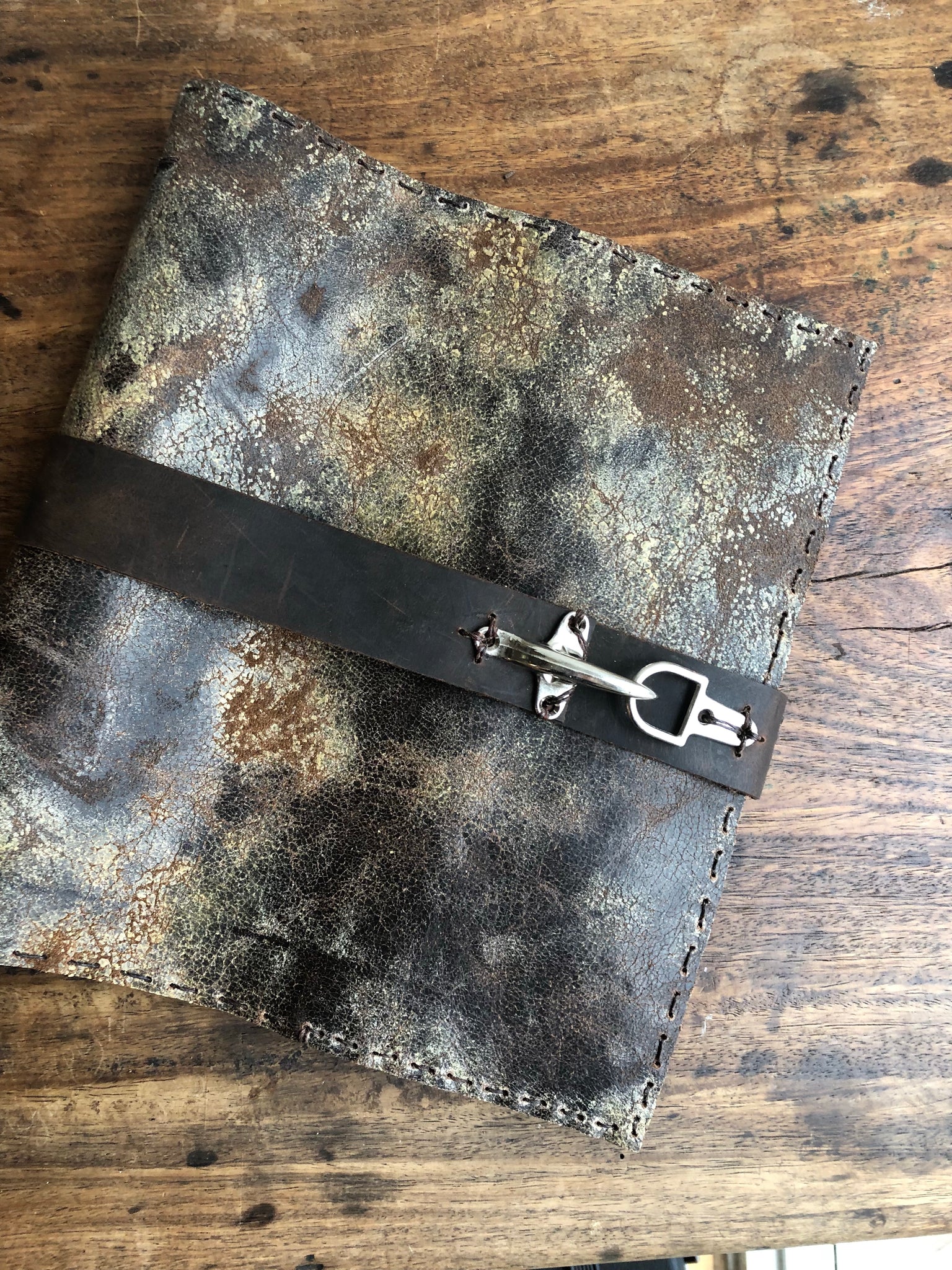 Personalized Leather Binder - Leather Folder - Distressed Gray
