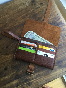 Leather Clutch Wallet / 6 Pocket iPhone Case / Leather Clutch Purse