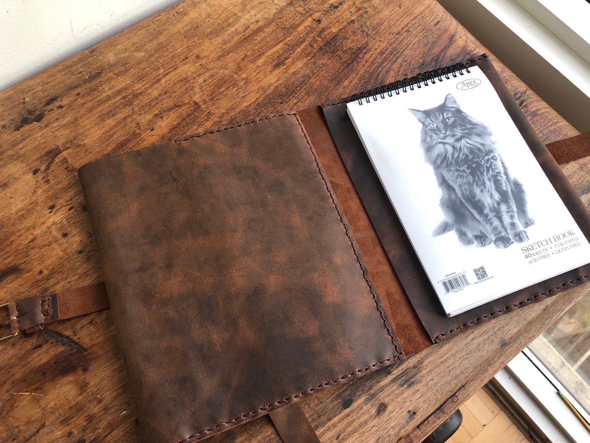 Large sketchbook, Travel artist sketch pad, Pencil holder, Travel  sketchbooks portfolio, Pen case notebook, Large leather portfolio