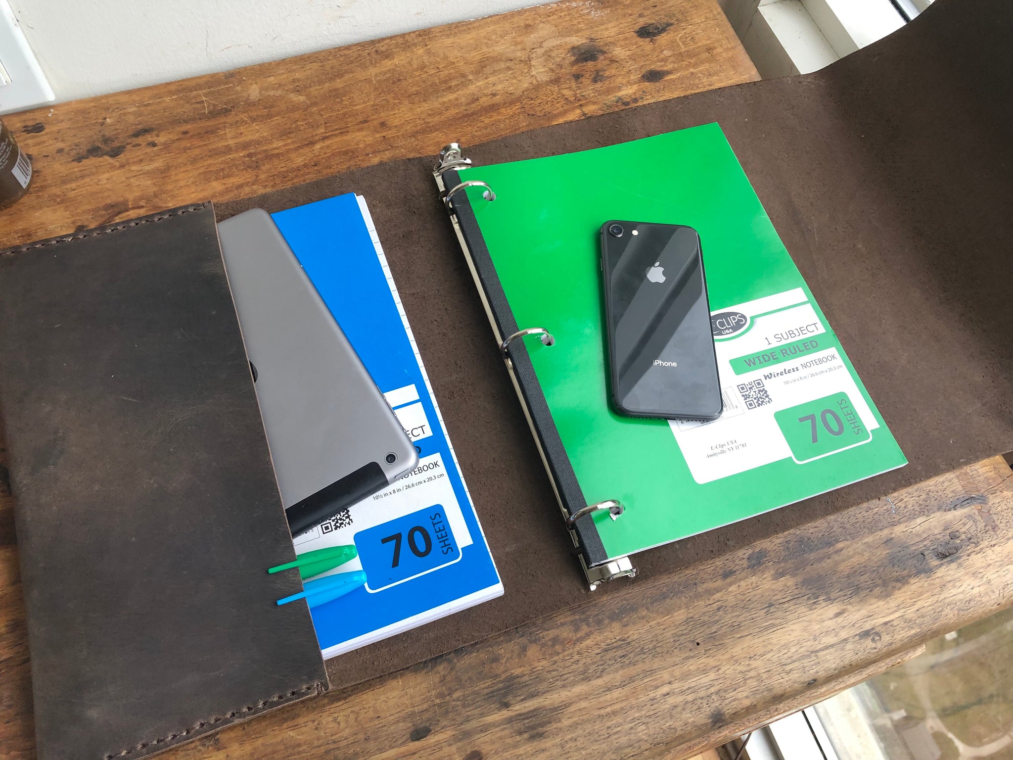 Leather Script Minimalist Binder, Leather 3 Ring Notebook Binder / Leather Script Hol ...