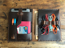 Cord Organizer / Travel Cable Holder / Mini Tablet Case / Leather Tablet Organizer