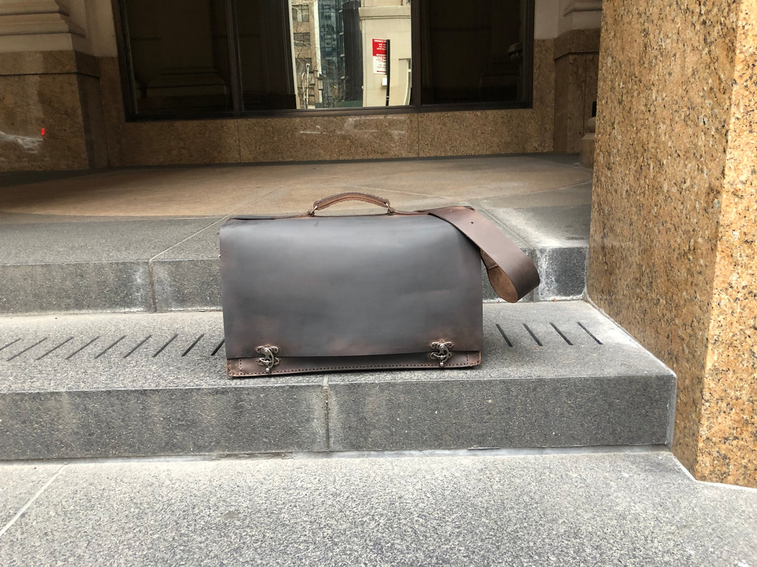 Laptop Briefcase / Leather Business Briefcase / Double Gusset Bag